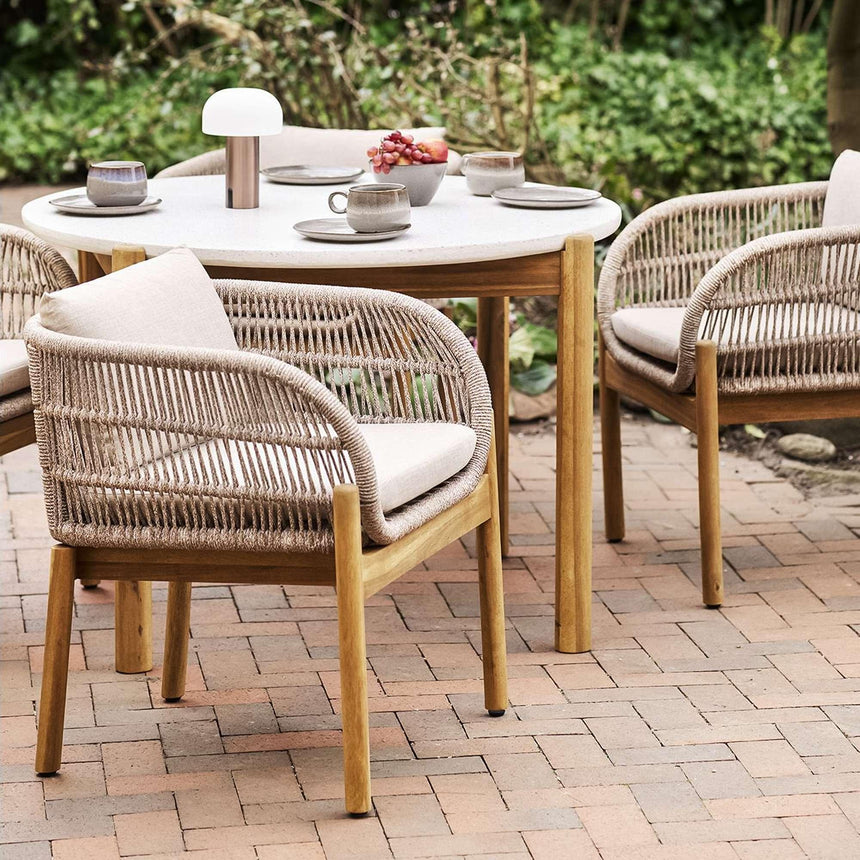2 x Terracina Beige Rope Garden Dining Chair-5