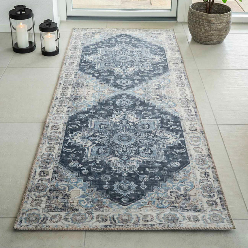 Havana Blue Hallway Runner - 200cm x 80cm-3