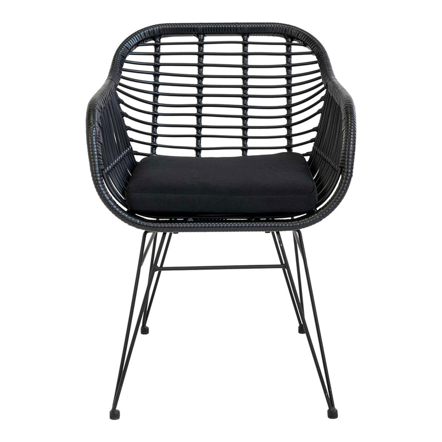 2 x Trieste Black Rattan Garden Dining Armchair-2