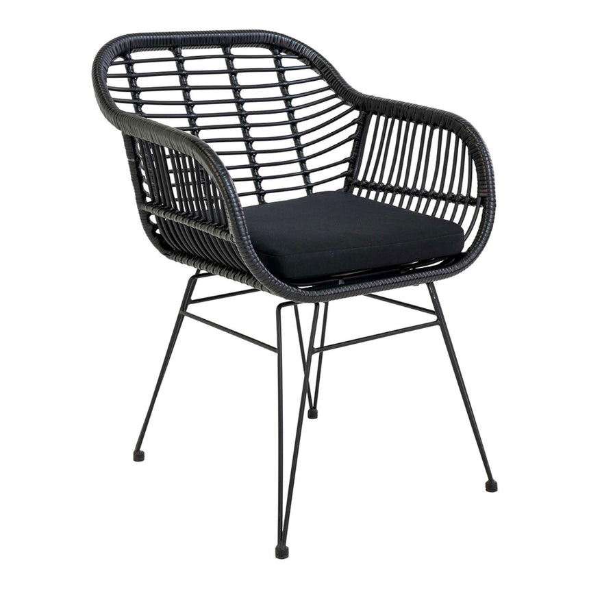 2 x Trieste Black Rattan Garden Dining Armchair-3