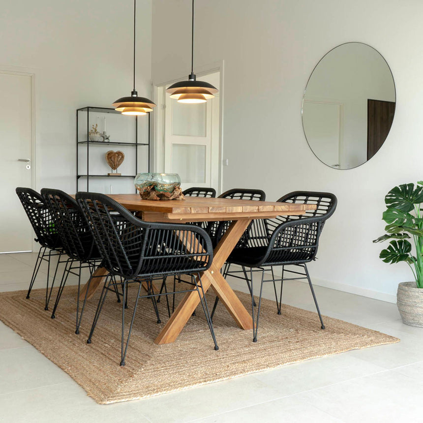 2 x Trieste Black Rattan Garden Dining Armchair-7