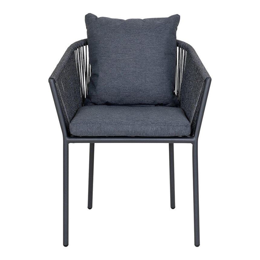 4 x Salerno Black Metal Garden Dining Armchair-2