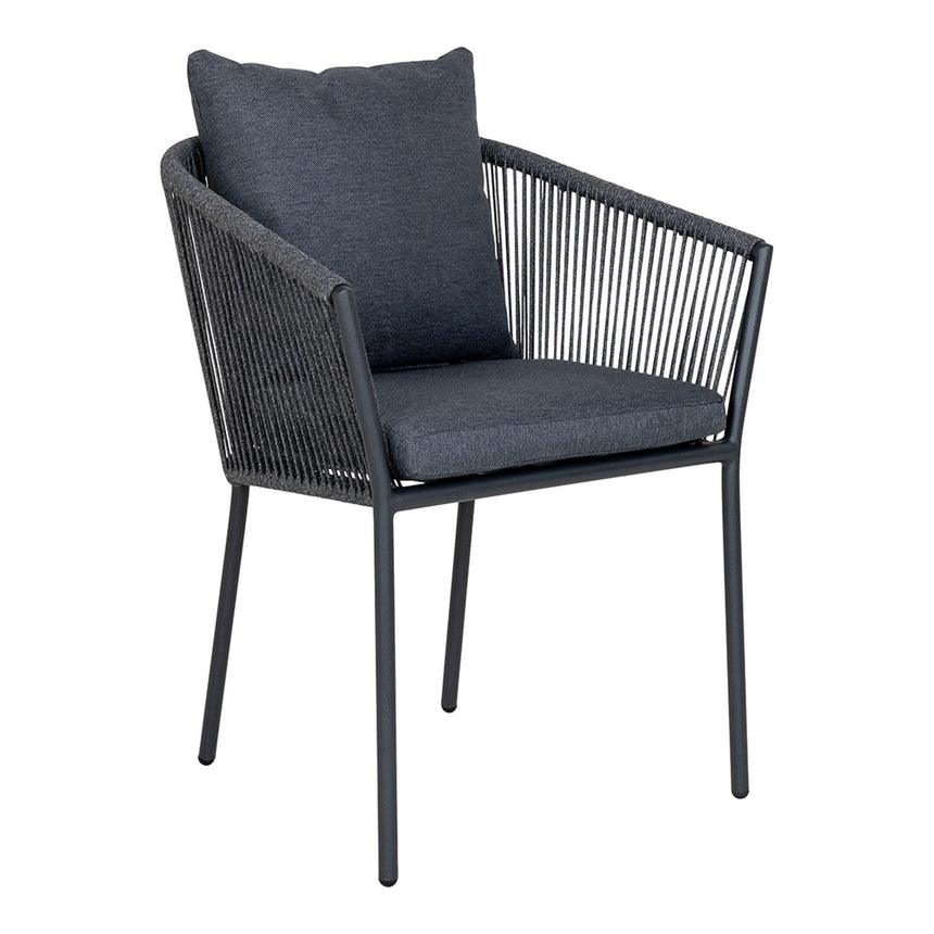 4 x Salerno Black Metal Garden Dining Armchair-3