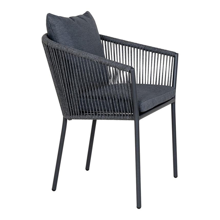 4 x Salerno Black Metal Garden Dining Armchair-4