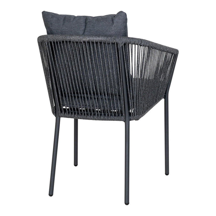 4 x Salerno Black Metal Garden Dining Armchair-5