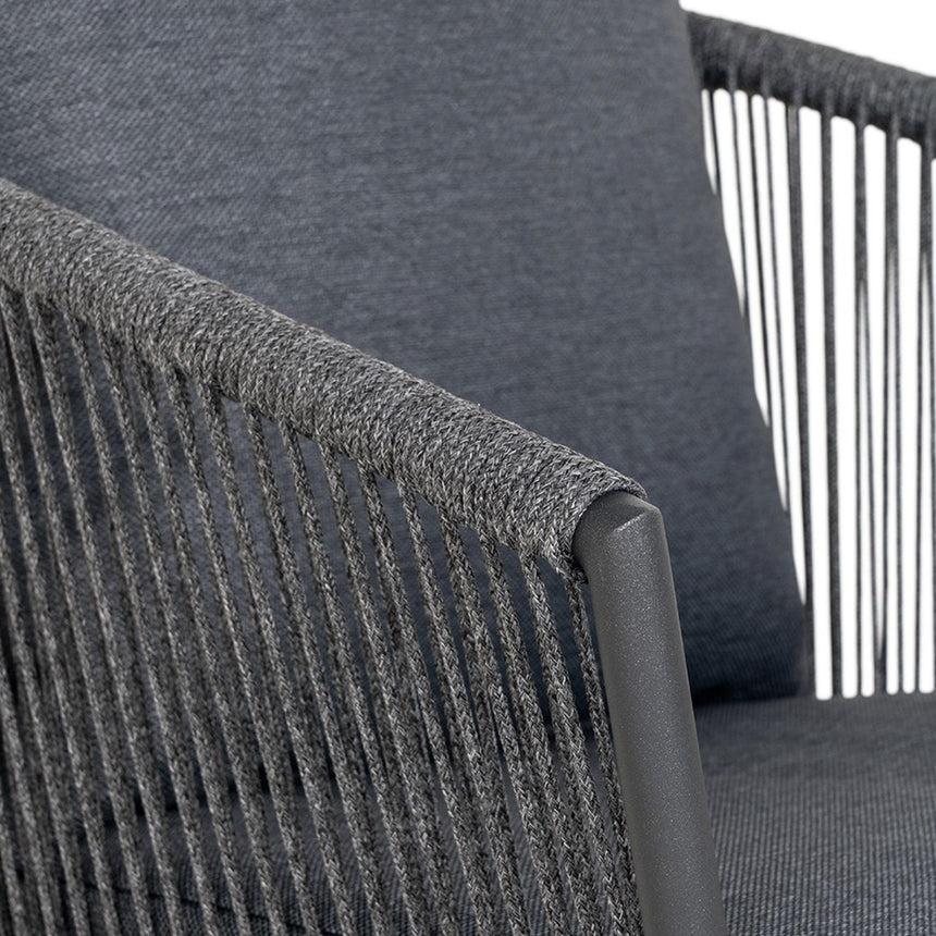 4 x Salerno Black Metal Garden Dining Armchair-6