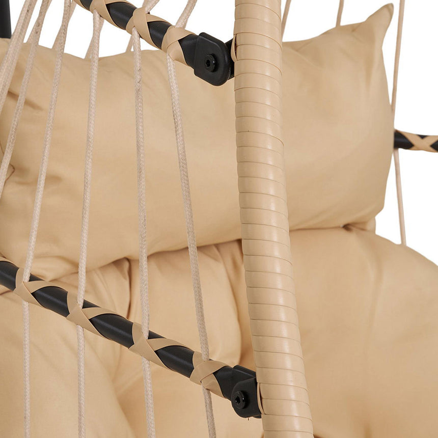 Patras Faux Rattan and Metal Garden Hanging Chair-8