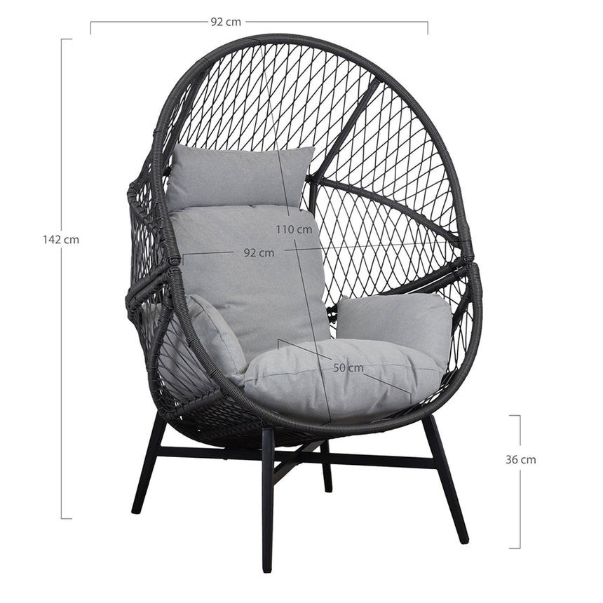 Rosario Black Metal Garden Lounge Chair-7