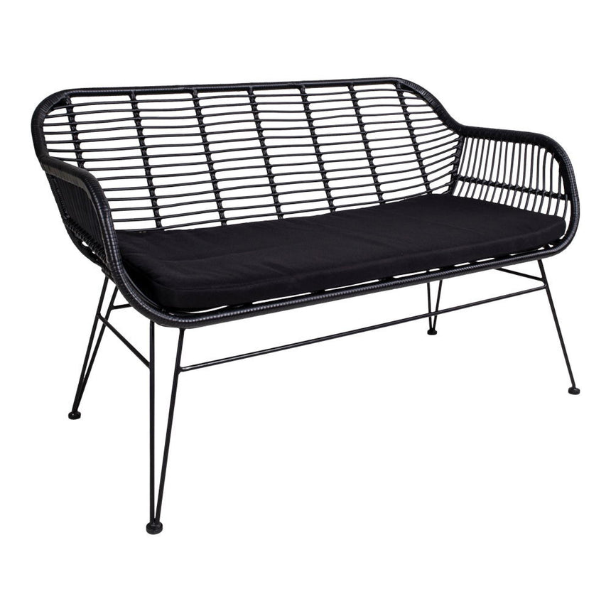 Trieste Black Rattan 2 Seater Garden Sofa-3