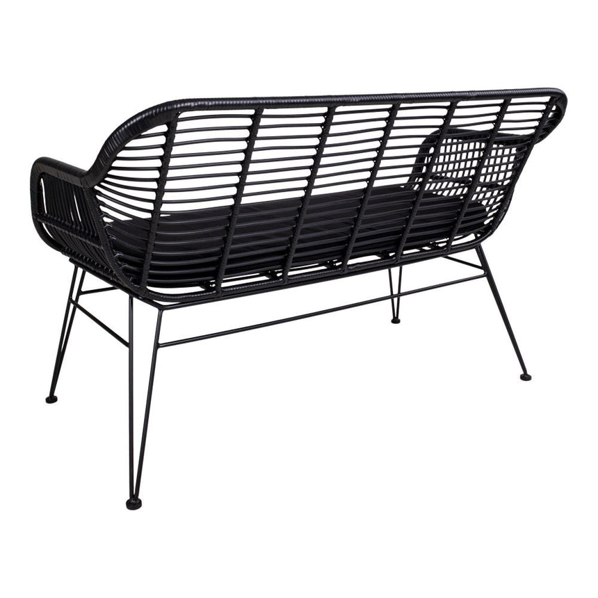 Trieste Black Rattan 2 Seater Garden Sofa-4