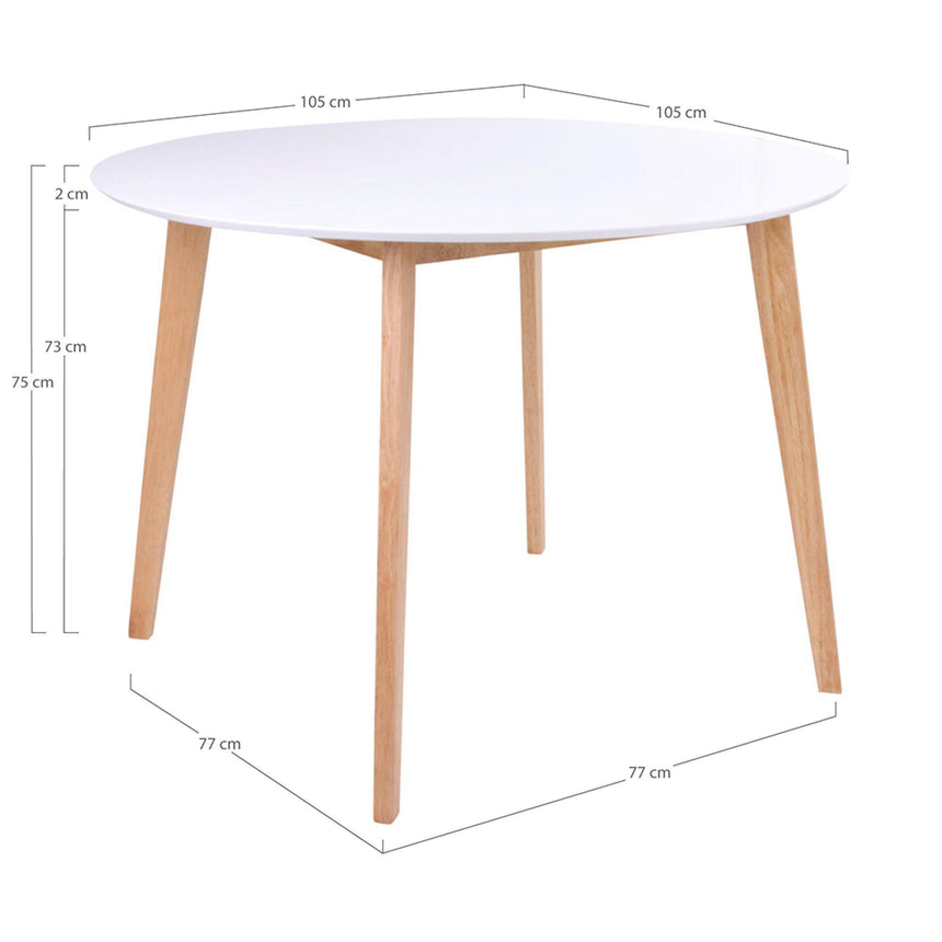 Vojens White 4 Seater Round Dining Table - 105cm-5