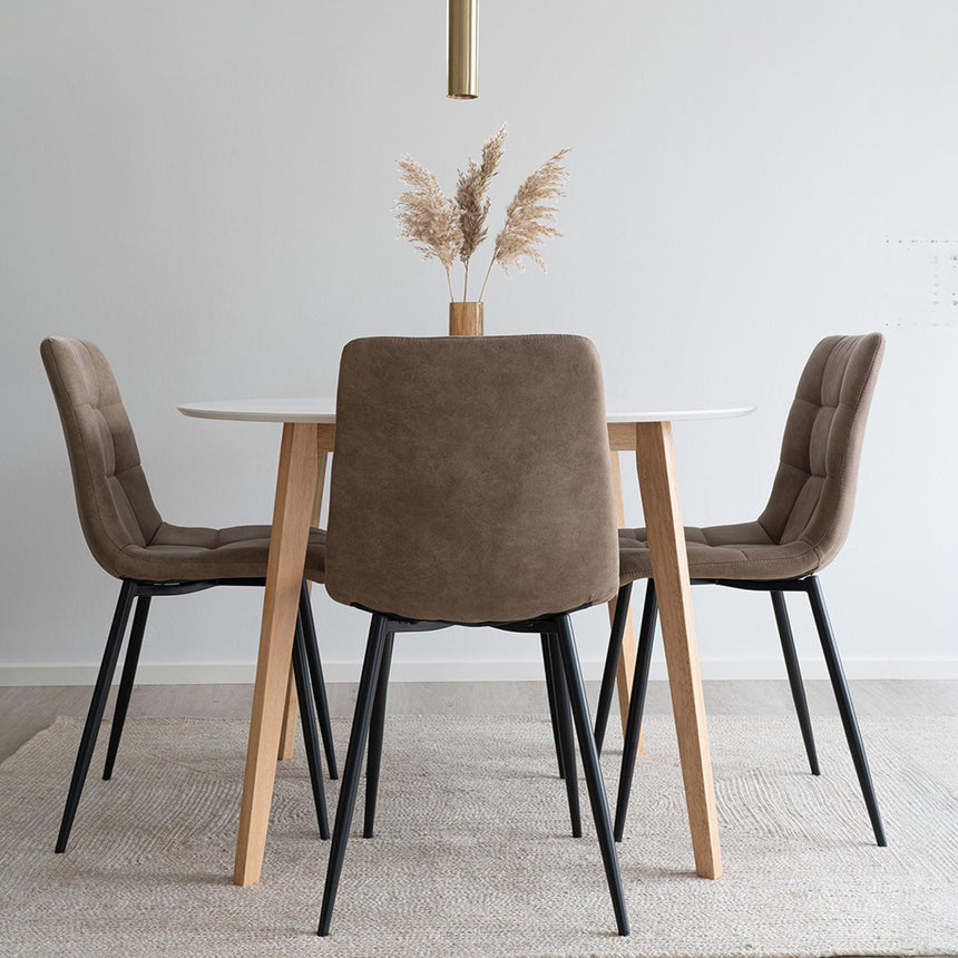 Vojens White 4 Seater Round Dining Set-2