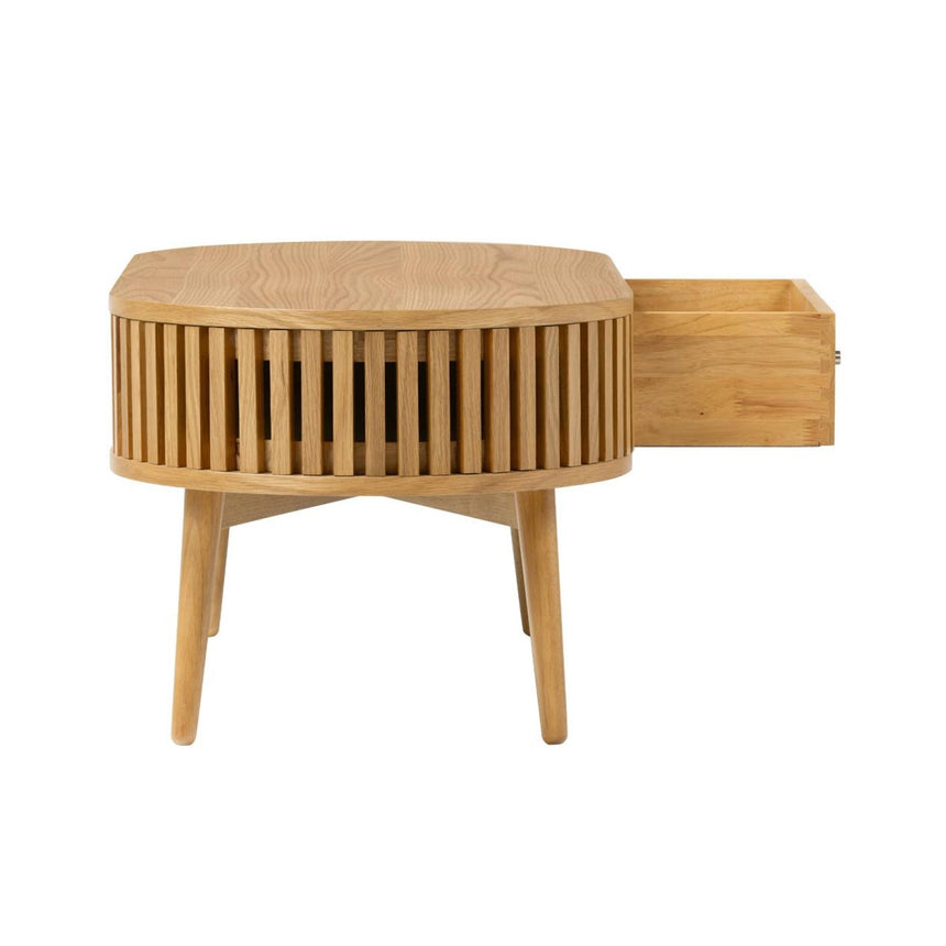 Soho Oak 1 Drawer Slatted Oval Coffee Table