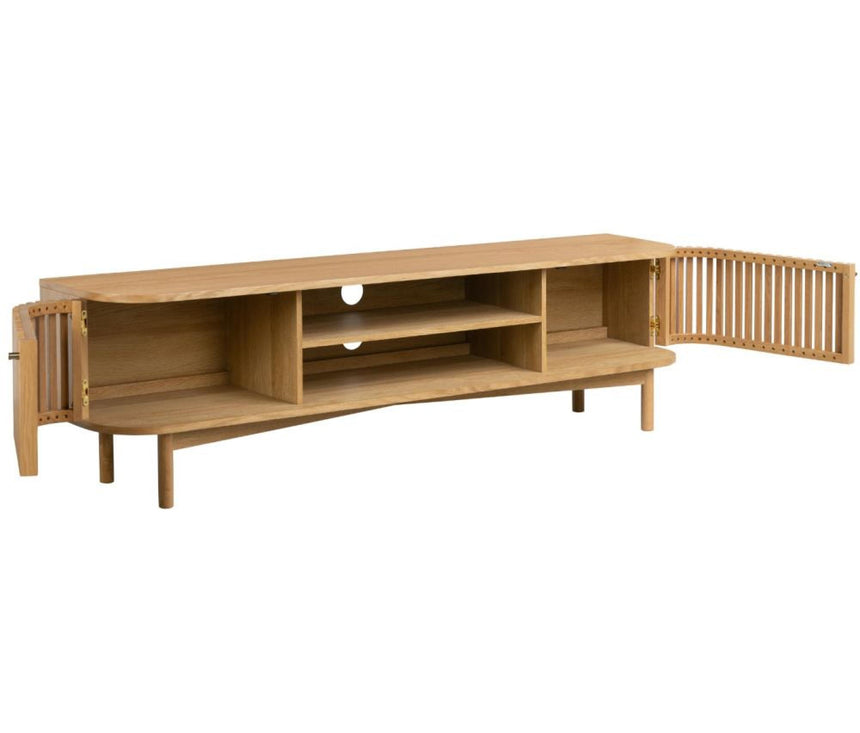 Soho Oak 180cm Slatted Large Storage TV Unit-2