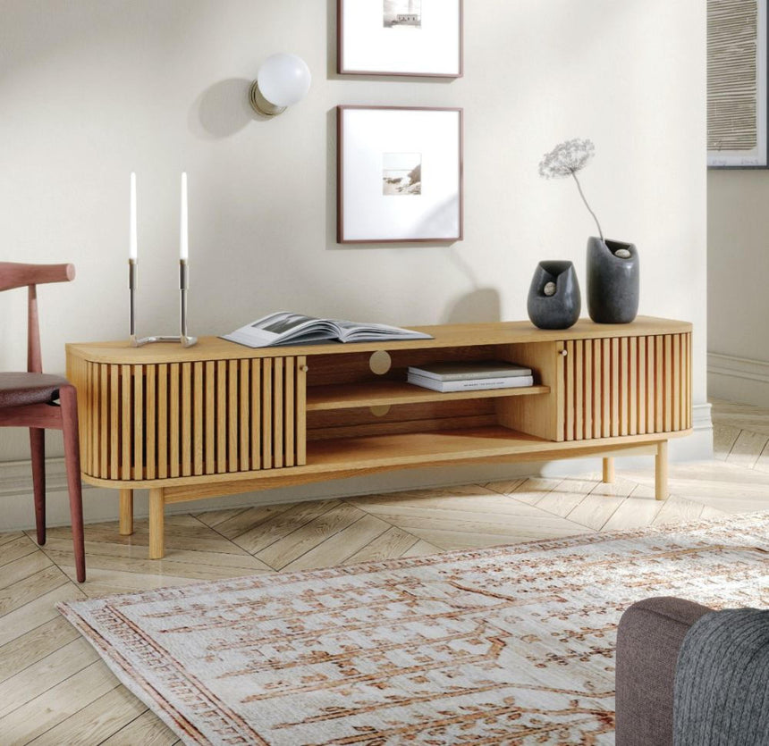 Soho Oak 180cm Slatted Large Storage TV Unit-6