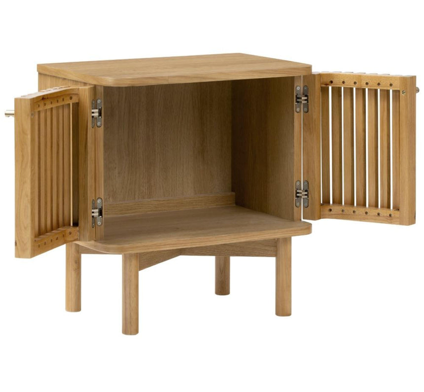 Soho Oak 2 Door Slatted Bedside Table-2