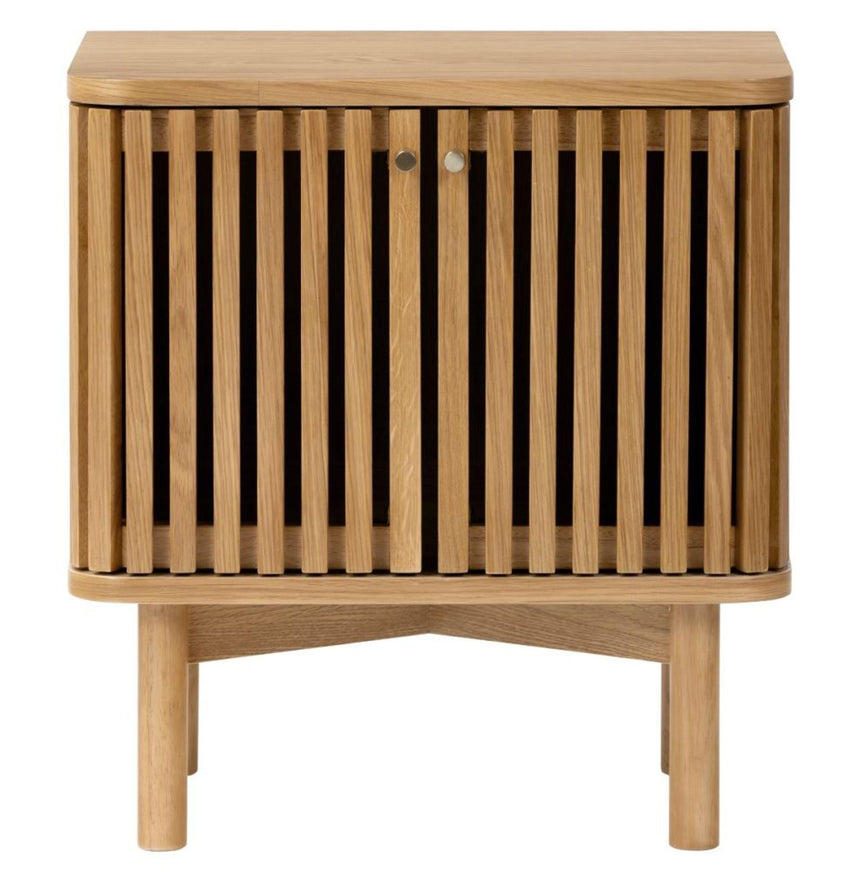 Soho Oak 2 Door Slatted Bedside Table-3
