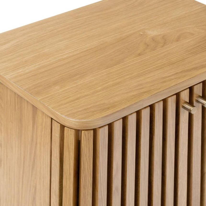 Soho Oak 2 Door Slatted Bedside Table-7