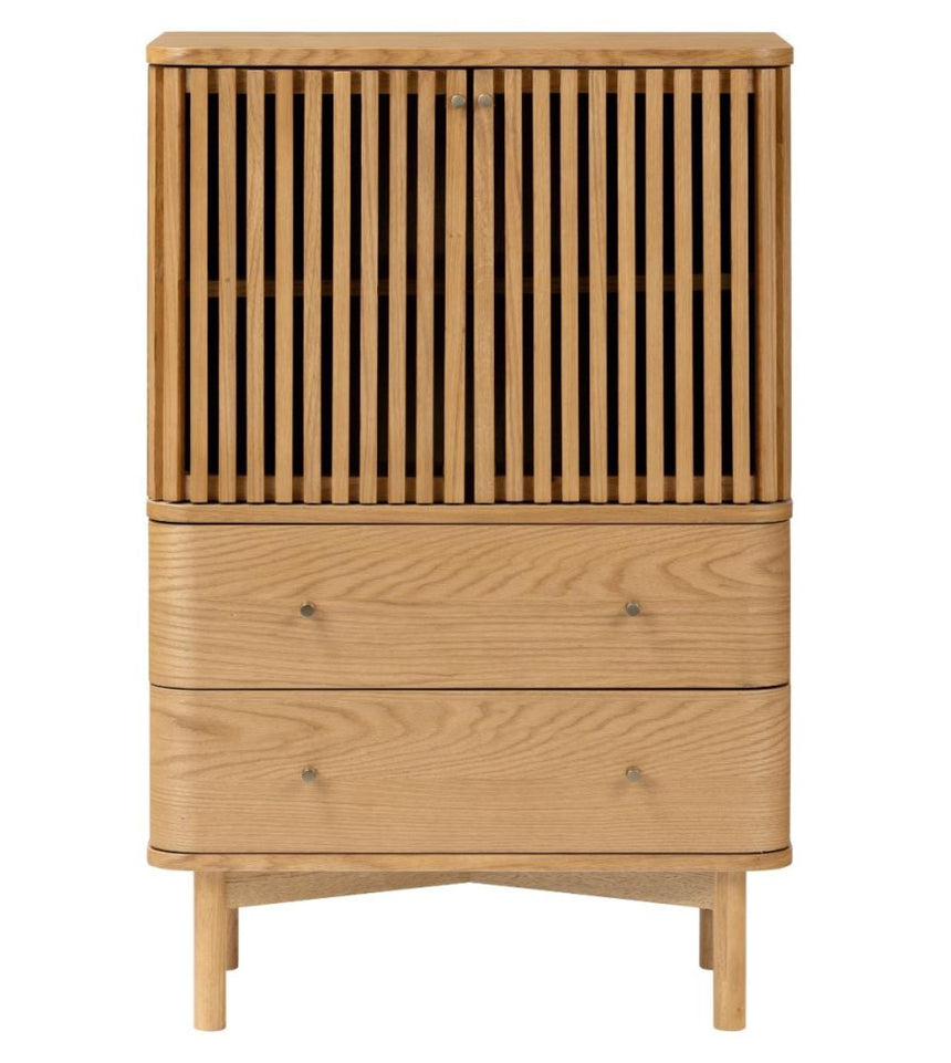 Soho Oak 2 Door Slatted Shoe Cabinet-3