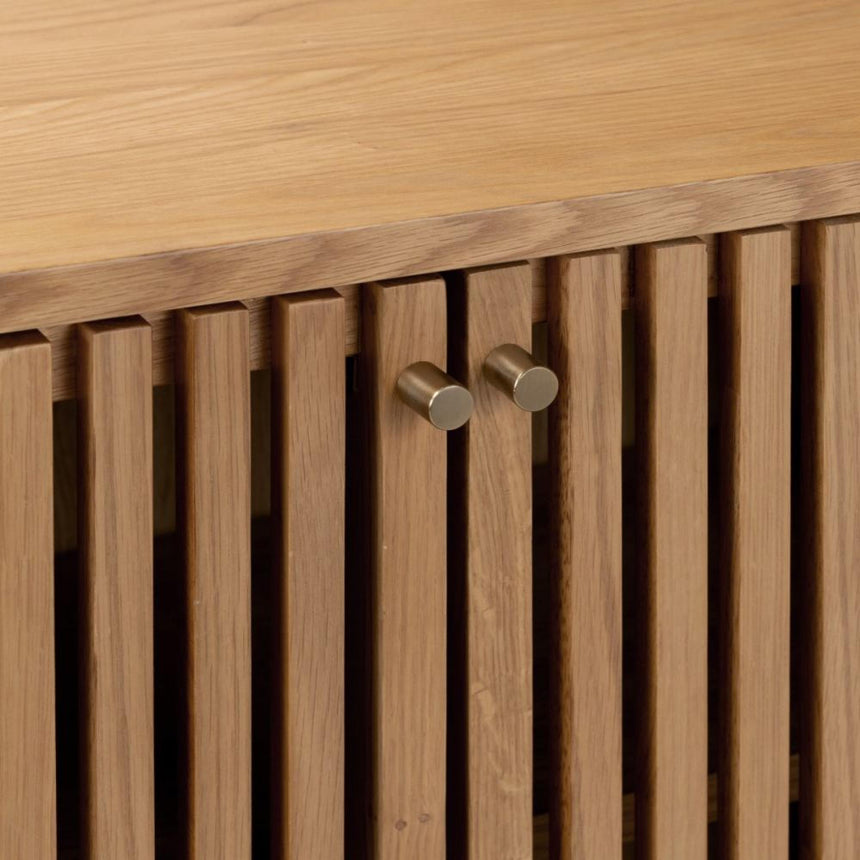 Soho Oak 2 Door Slatted Shoe Cabinet-4