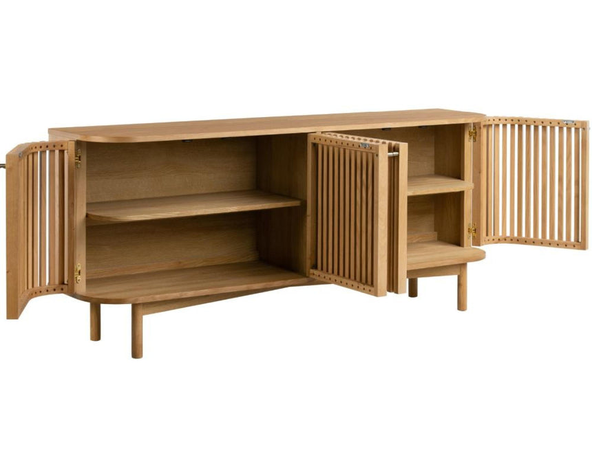 Soho Oak 4 Door Slatted Large Sideboard-2