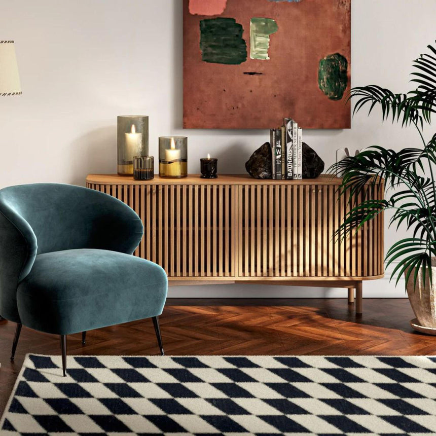 Soho Oak 4 Door Slatted Large Sideboard-7