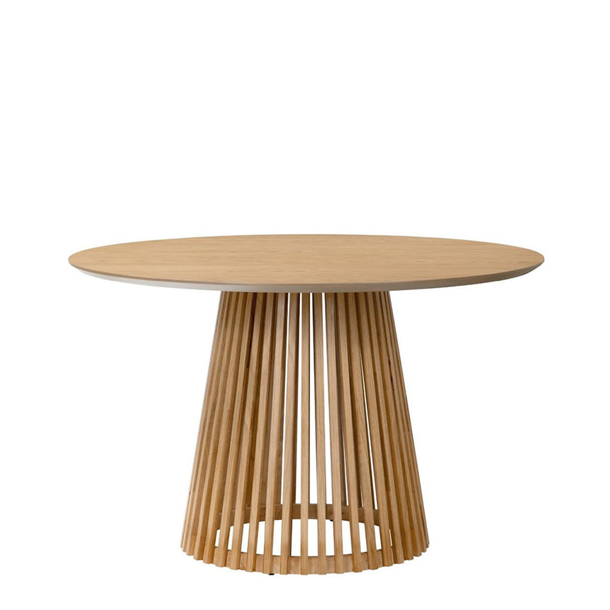 Soho Oak 4 Seater Round Dining Table with Slatted Base - 120cm