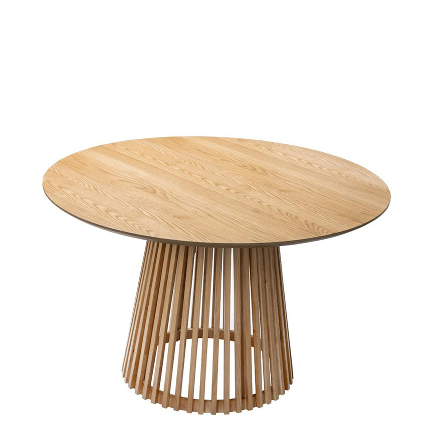 Soho Oak 4 Seater Round Dining Table with Slatted Base - 120cm
