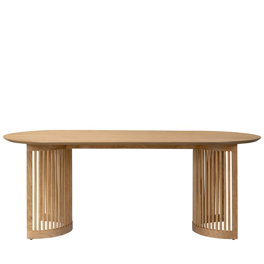 Soho Oak 8 Seater Oval Dining Table with Slatted Base - 200cm
