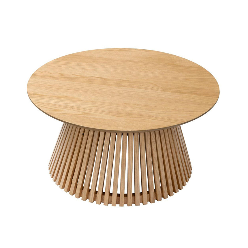 Soho Oak Round Coffee Table with Slatted Base