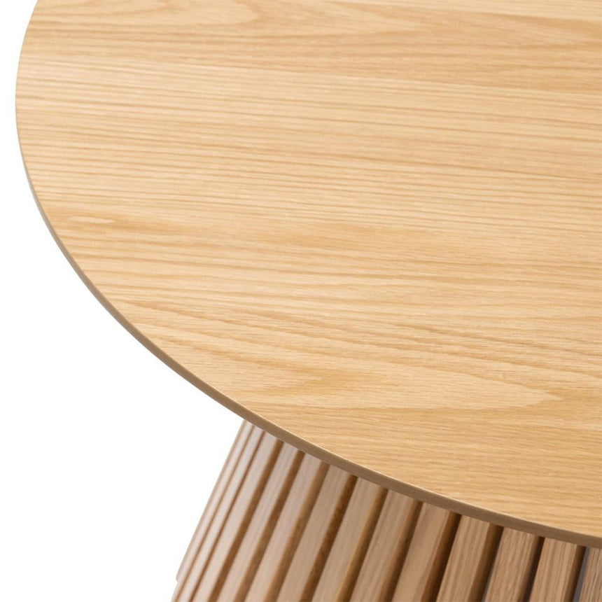 Soho Oak Round Coffee Table with Slatted Base