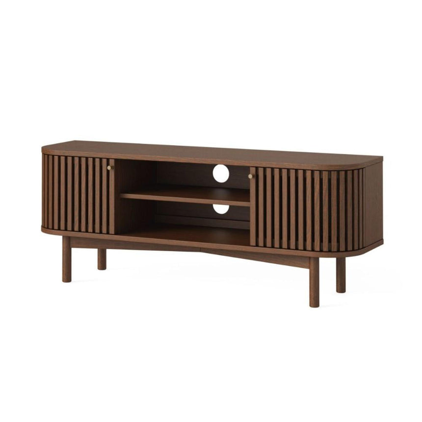Soho Dark Oak 130cm Slatted Small Storage TV Unit-2