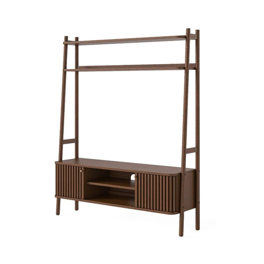 Soho Dark Oak Slatted Ladder Storage TV Unit-2