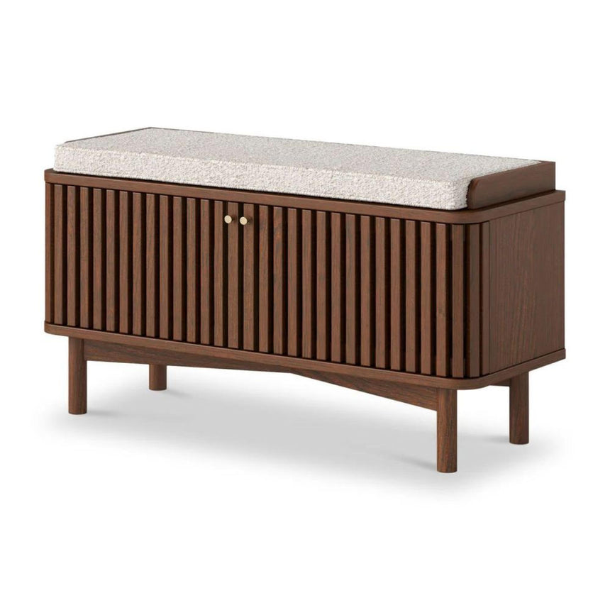Soho Dark Oak 2 Door Slatted Hallway Bench-2