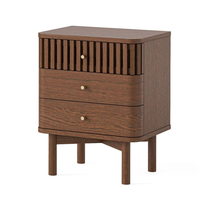 Soho Dark Oak 3 Drawer Slatted Bedside Table-2