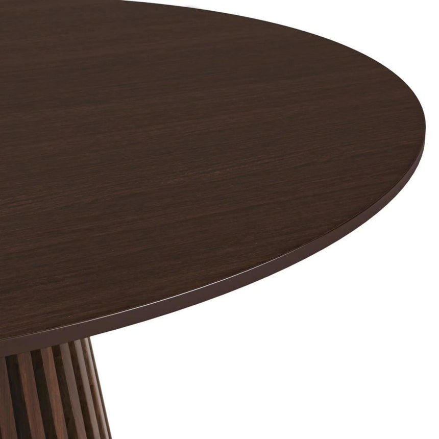 Soho Dark Oak 4 Seater Round Dining Table with Slatted Base - 120cm-2