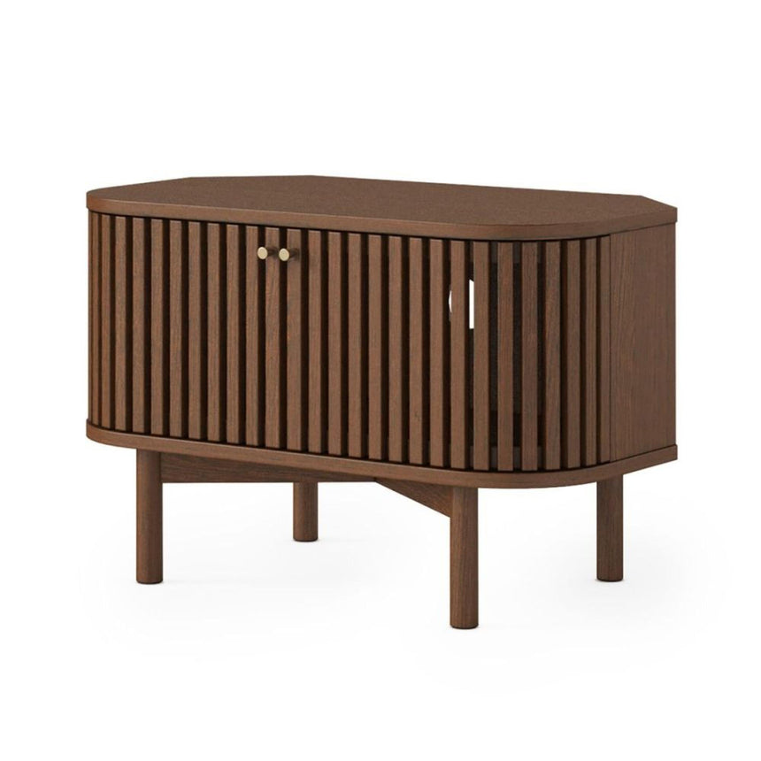 Soho Dark Oak Slatted Corner Storage TV Unit-2