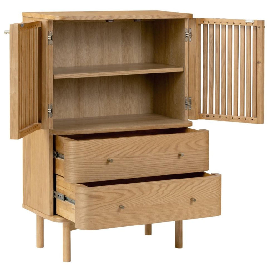 Soho Oak 2 Door Slatted Shoe Cabinet-2
