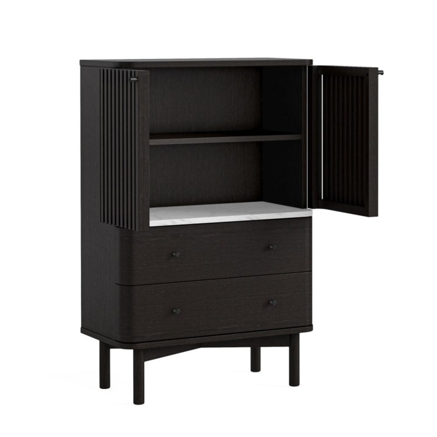 Soho Black 2 Door Slatted Shoe Cabinet-2
