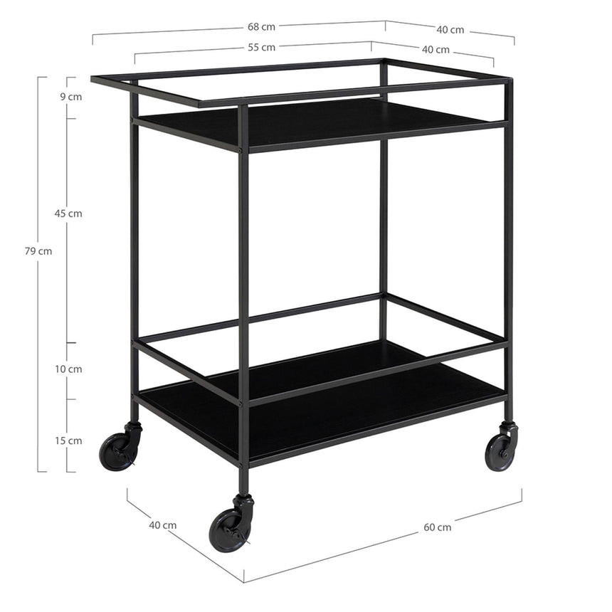 Vita Black Melamine Bar Trolley-4