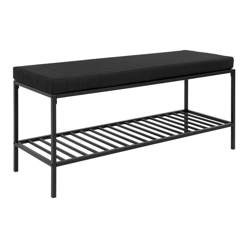 Vita Black Melamine Hall Bench with Shelf-2