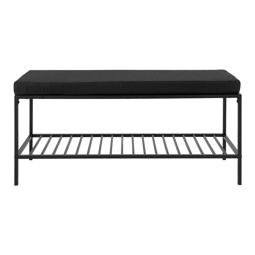Vita Black Melamine Hall Bench with Shelf-3
