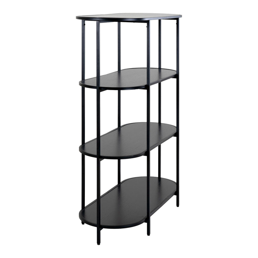 Vita Black Melamine Curved Open Shelving Unit-2
