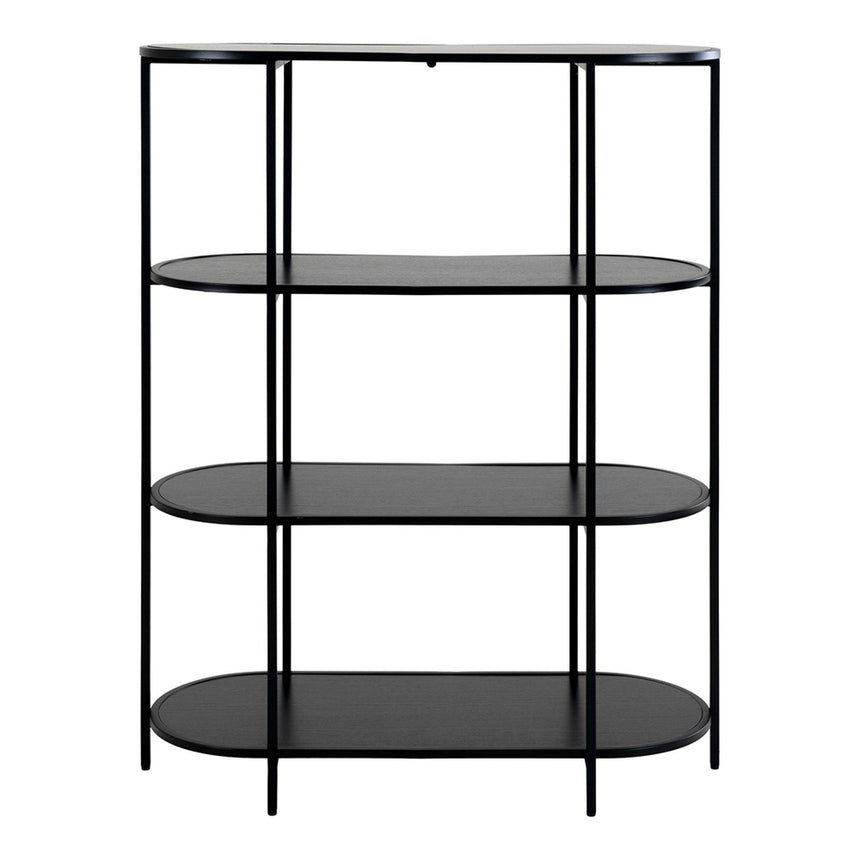 Vita Black Melamine Curved Open Shelving Unit-3