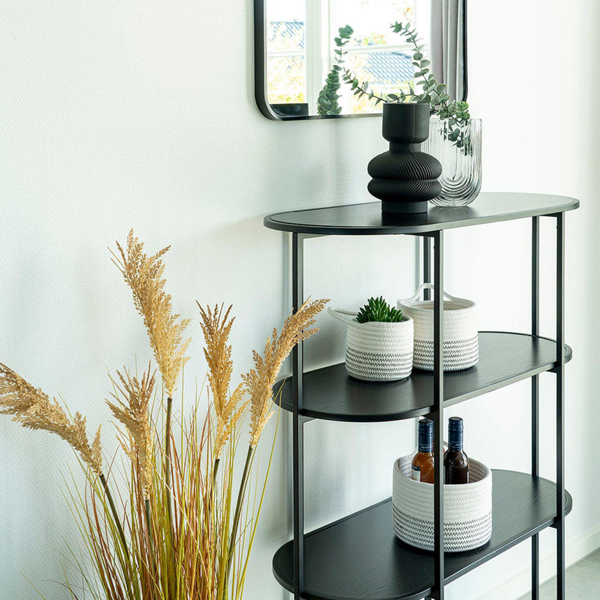 Vita Black Melamine Curved Open Shelving Unit-4