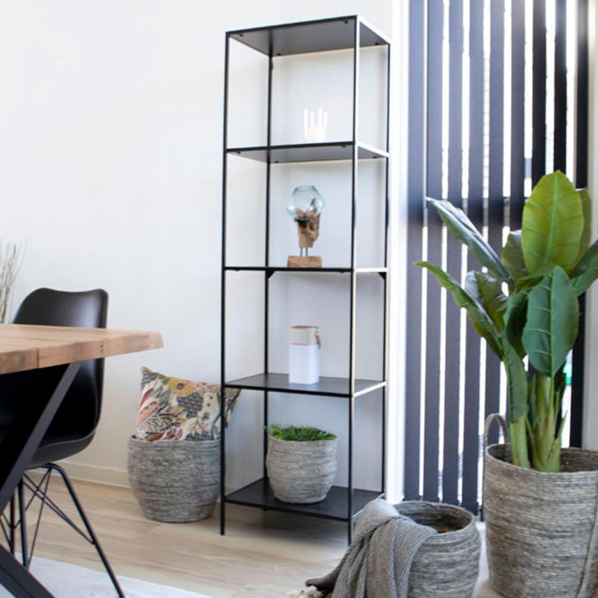 Vita Black Melamine Tall Open Shelving Unit-4