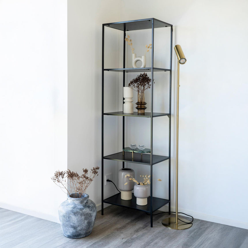 Vita Black Melamine Tall Open Shelving Unit-5