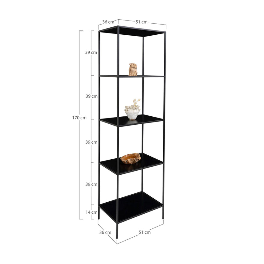 Vita Black Melamine Tall Open Shelving Unit-7