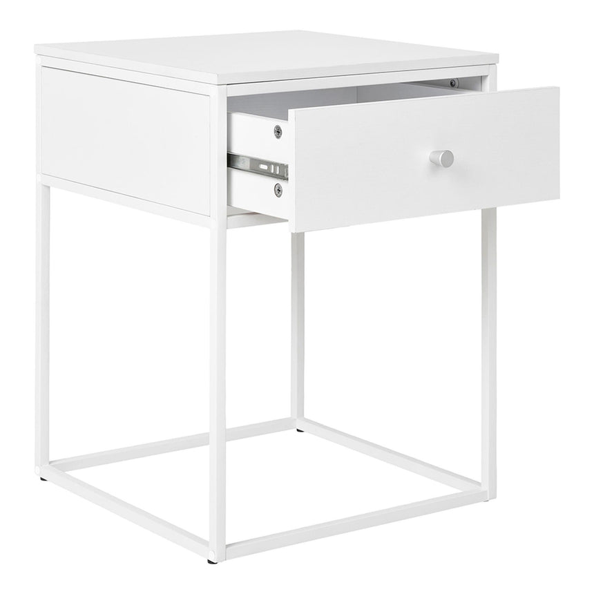 Vita White Melamine 1 Drawer Side Table-2