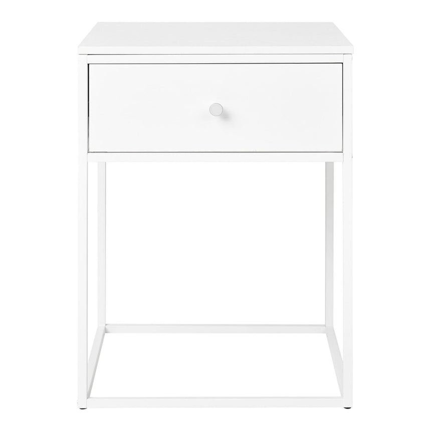 Vita White Melamine 1 Drawer Side Table-3